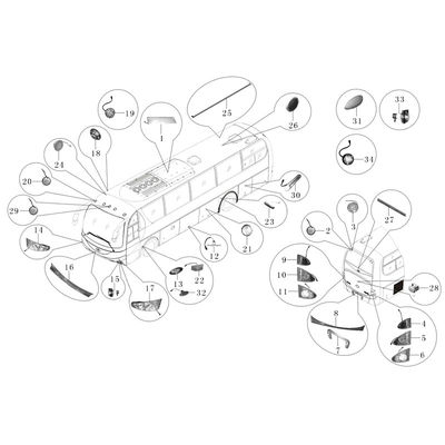 Autobús de luces de cola 24V para el autobús King Long HIGER Golden Dragon Zhongtong