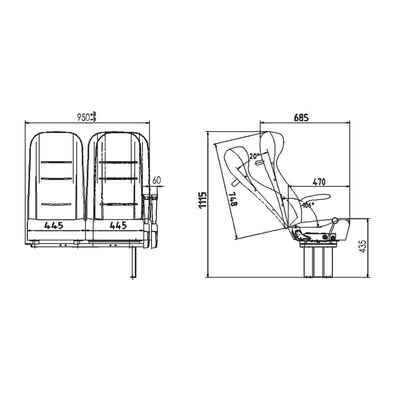 Asiento H1115 de lujo en un autobús de pasajeros para la experiencia de primera clase